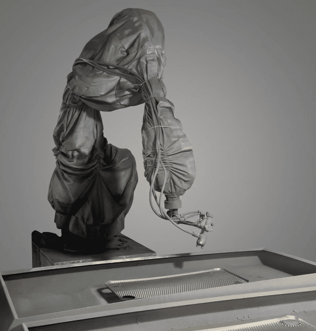 Automated spraying process for fusion bonding material