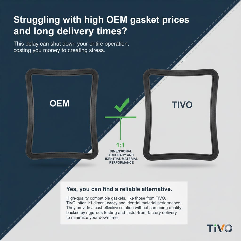 A close-up shot showing a TIVO gasket fitting perfectly into the groove of a heat exchanger plate