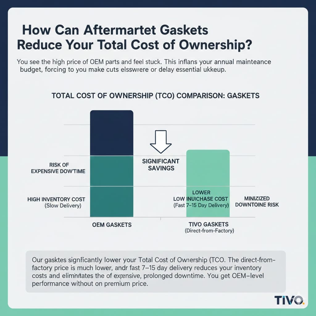 A chart showing the Total Cost of Ownership comparison between OEM and TIVO gaskets