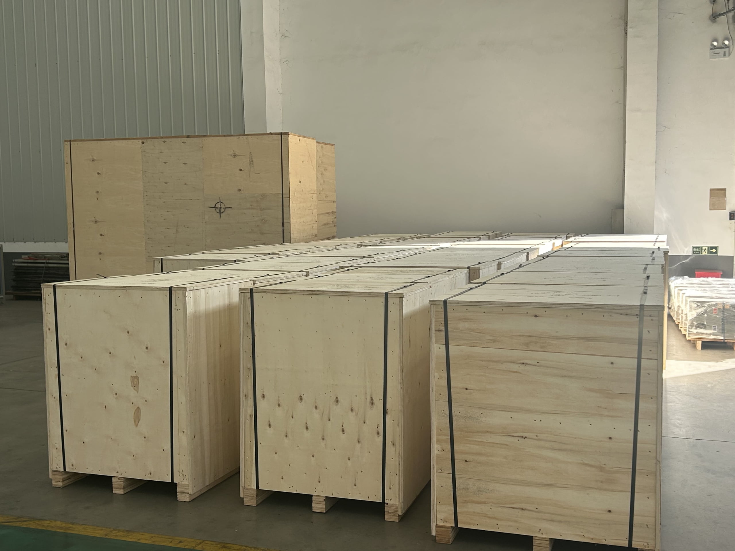 Warehouse view of TIVO heat exchangers ready for shipping