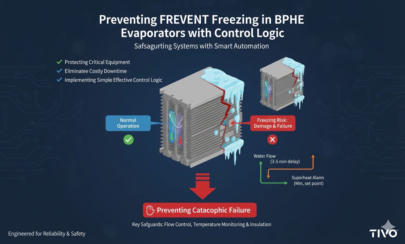 BPHE evaporator with frost buildup