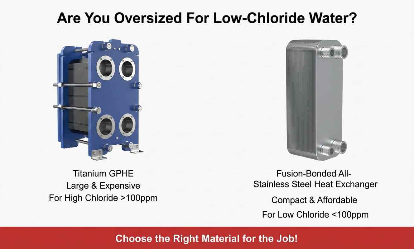 A side-by-side comparison showing the size difference between a GPHE and a compact fusion-bonded unit