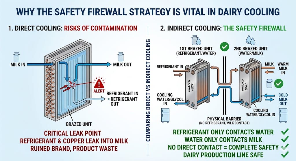 Safety firewall strategy dairy cooling