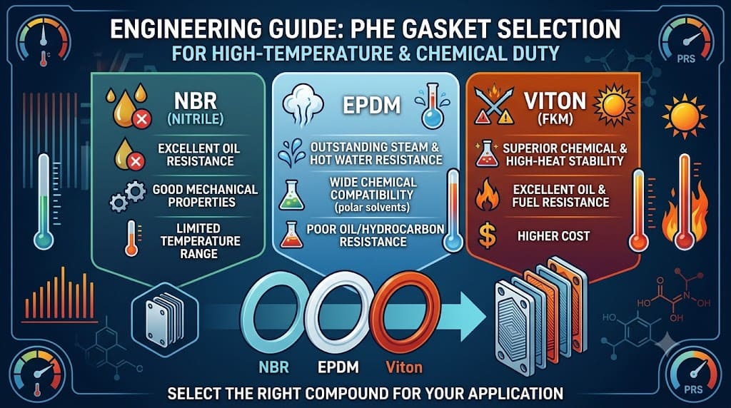 NBR vs. EPDM vs. Viton (FKM): Engineering Guide to PHE Gasket Selection for High-Temperature & Chemical Duty